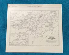 1933 NORTH CAROLINA Rand McNally Handy Railroad Map, Good Reference, Detailed picture