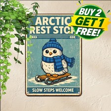 Penguin Parking Only Funny Tin Sign Novelty Waddle Away Metal Plaque 8x12 In picture
