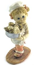 Vintage Figurine Girl Carrying Baked Goods 4” Tall picture