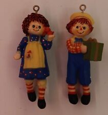 Set Of 2 Vintage 1975 Raggedy Ann & Andy Hallmark Christmas Ornaments picture