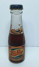 Pepsi Cola Glass Bottle Miniature Advertising Metal Cap Vintage 3 1/2