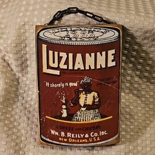 Luzianne Coffee And Chicory Advertising Sign, Wooden Back & Chain picture