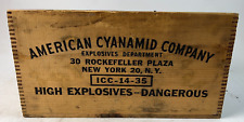 Antique American Cyanamid Dynamite Explosive Dovetail Wood Box Crate picture