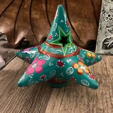 Talavera Star Handmade Mexican Pottery Multicolor Ceramic 6 Point Cut Out Boho picture