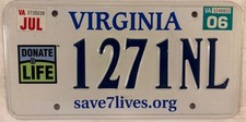 DONATE LIFE license plate Organ Donor Save Lives Transplant Heart Liver AOPO NL picture