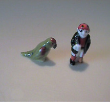 VINTAGE MINIATURE BONE CHINA PIRATE AND PARROT BIRD picture