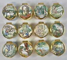 Franklin Mint Complete Set of 12 “The Poetry Of Love” Enamel Pill Box Collection picture