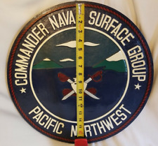 Hand Carved Commander Naval Surface Group Pacific Northwest Plaque 20 inch picture