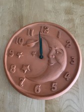 OPUS Terracotta Celestial Crescent Moon Stars Planet Sunswept Clock  12" READ picture
