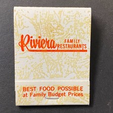Riviera Family Restaurants Ohio Full Matchbook c1975-80s w/ Thermography picture
