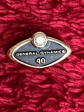 Vintage General Dynamics 40 Year Employee Aerospace 14k Gold Diamond Pin picture
