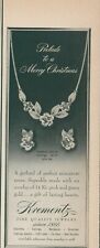 1950 Krementz Jewelry Rose Garland Necklace Earrings Christmas Vtg Print Ad L12 picture