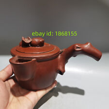 7″ China Yixing Zisha red Clay carved Peach statue Kung Fu tea Exquisite Teapot picture