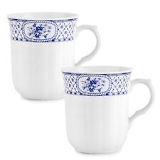 [SET OF 2] Blue Rose Porcelain Mugs Coffee Mugs European Porcelain Cups 11 fl oz picture