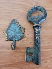JST Wahrheit JM Wein Corkscrew Key Skeleton Brass Patina with Leaf hanger picture