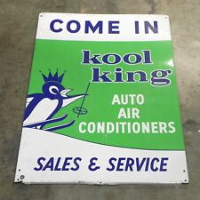 VINTAGE KOOL KING AUTO AIR CONDITIONER SALES & SERVICE LARGE METAL SIGN RARE VTG picture