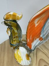 Stunning Beautiful Mexican Style Hand Blown Art Glass Rooster Figurine Sculpture picture