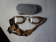 ANTIQUE C1928 "AVIATOR PILOT GOGGLES" Luxor No.7/Tin STEAMPUNK picture