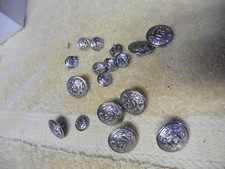 Vtg Silver colored Fire Department Suit Buttons lot of 17 Stainless steel picture