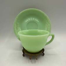 Fire King Jadeite Cup and Saucer , Jane Ray Depression Glass picture