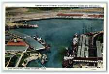 c1920's Turning Basin Vessels Docked Taking Cargoes Houston Texas TX Postcard picture
