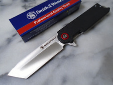 Smith & Wesson Big Benji Tanto Ball Bearing Open Pocket Knife $ Clip Cap Lifter picture