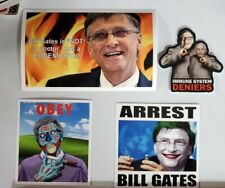 Bill Gates FAUCI Sticker 4 PACK OBEY GREAT RESET ANTI Vaccine 💉 FINAL SOLUTION  picture