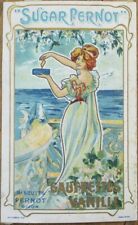 Art Nouveau 1900 Sugar Biscuits Pernot Trade Card, Color Litho Woman Sea picture