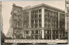 SAN FRANCISCO CA RUINS OF MARCHAND'S RESTAURANT AFTER 1906 FIRE ANTIQUE POSTCARD picture