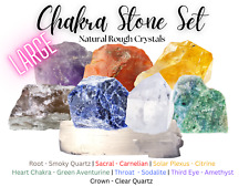 LARGE Chakra Natural Stones Set 7 Rough Crystals Raw Selenite Stick, Directions picture