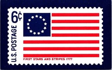 First Stars Stripes 1777 American Flag Declaration Independence Stamp Postcard picture