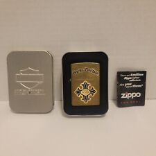 Vtg 2000 Harley Davidson Motor Cycles Brass Zippo Lighter 4-point Cross used picture