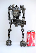 Titanfall Stryder Inspired Robot Statue | Handmade Recycled Metal Mech Art Gift picture