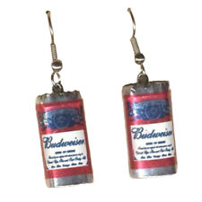 Funky Mini BUDWEISER BEER CANS EARRINGS Sports Bar Drink Brewery Party Jewelry picture
