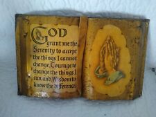 Vintage Serenity Prayer & Praying Hands Decoupaged on Gold Painted Book  picture