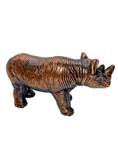 Vintage Copper Toned Rhinocerous Toy Figurine 4” Long, non-magnetic Estate Item picture