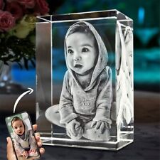 Christmas gift 3D Crystal Cube Custom Etched & Engraved solid Glass Photo picture