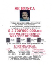 PABLO ESCOBAR WANTED POSTER 8.5X11 PHOTO SE BUSCA MOB MAFIA GANG COCAINE DRUGS picture