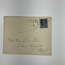 Eaton Rapids, Michigan 1897 Antique Envelope w/ 1 Cent Ben Franklin Stamp Fox picture