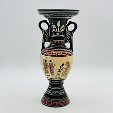Greek Double Handled Amphora Vase Urn Black BROWN Made  Greece  10 3/4