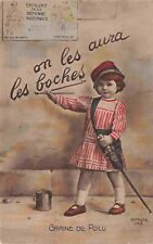 WWI Confident Girl with Saber Patriotic French World War One Propaganda Postcard picture