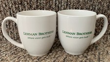 Vintage Lehman Brothers Mugs Set of 2 - Investment Banking Financial Crisis picture