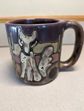 Mara Mexico Handcrafted Stoneware Pottery Mug Tall Saguaro Wolf Coyote Desert picture