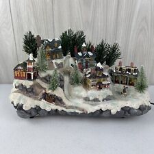 Christmas Village Fiber Optic Resin Sculpture By Puleo W/Box  Tested picture