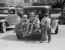 1939 Kids in the Back of a Car Texas Vintage Old Photo 8.5