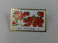 US Stamp Pin Brooch Seasons Greetings Poinsettia 22 Cent Jayne Co picture