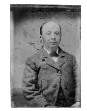 Antique 1870s Victorian Balding Man Suit 9th Plate 1/9 Tintype No ID picture
