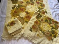 Vintage Canon Monticello Towel Set 3 Hand Bath Towel Wash Cloth Rose Yellow Gold picture