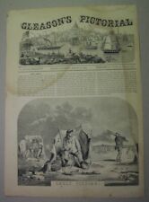 1854 print: ICE FISHING in BOSTON - smelt harvest; Gleasons Pictorial cover picture