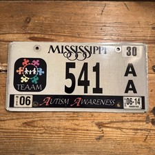 2014 Mississippi AUTISM AWARENESS License Plate 🧩 # 541 Jackson County picture